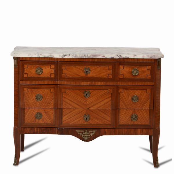 Com impiallacciato ed intarsiato in varie essenze, Francia XIX secolo  - Asta Antiquariato - Associazione Nazionale - Case d'Asta italiane