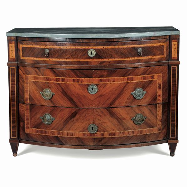 Cassettone in legno lastronato e filettato. Genova XVIII secolo  - Asta Antiquariato - Associazione Nazionale - Case d'Asta italiane