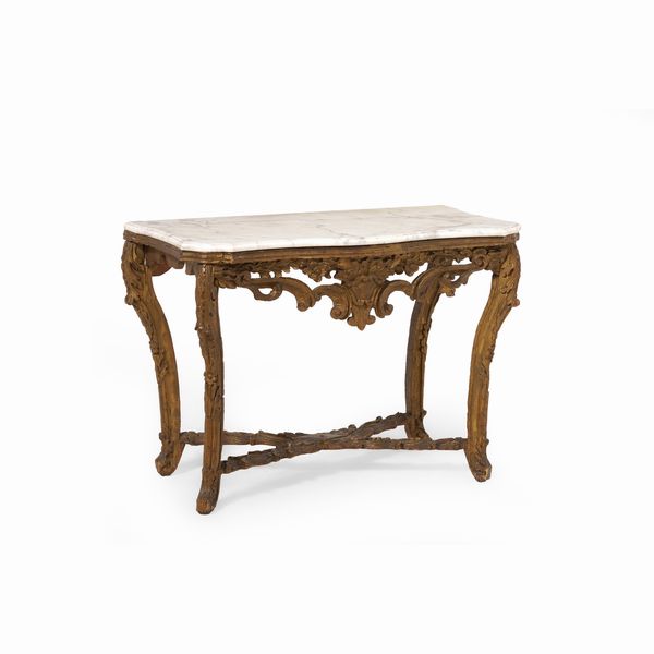 Consolle in legno intagliato e dorato. XVIII-XIX secolo  - Asta Antiquariato - Associazione Nazionale - Case d'Asta italiane