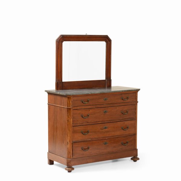 Cassettone con specchio e comodino Luigi Filippo  - Asta Antiquariato - Associazione Nazionale - Case d'Asta italiane