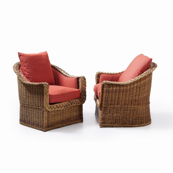 Coppia di poltrone in vimini. XX secolo  - Asta Antiquariato - Associazione Nazionale - Case d'Asta italiane