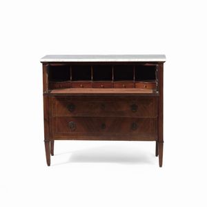 Cassettone lastronato e filettato. Fine XVIII secolo  - Asta Antiquariato - Associazione Nazionale - Case d'Asta italiane