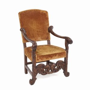 Poltrona in legno intagliato. XVIII-XIX secolo  - Asta Antiquariato - Associazione Nazionale - Case d'Asta italiane