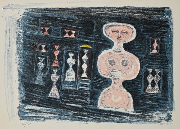 Massimo Campigli : Donna su fondo blu  - Asta Grafica internazionale e multipli d'autore  - Associazione Nazionale - Case d'Asta italiane