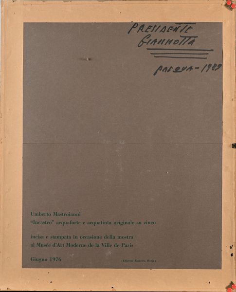 UMBERTO MASTROIANNI : Incastro  - Asta Grafica internazionale e multipli d'autore  - Associazione Nazionale - Case d'Asta italiane
