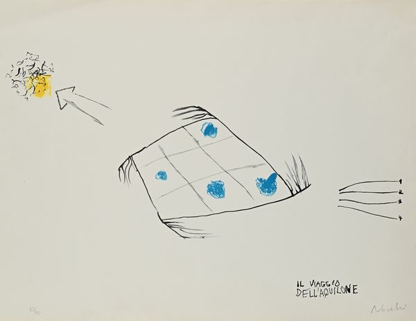 Gastone Novelli : Il viaggio dell'aquilone  - Asta Grafica internazionale e multipli d'autore  - Associazione Nazionale - Case d'Asta italiane