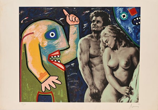 Baj Enrico : Adamo e Eva  - Asta Grafica internazionale e multipli d'autore  - Associazione Nazionale - Case d'Asta italiane