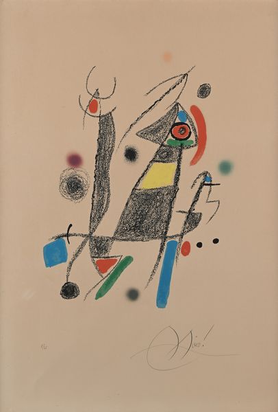 Joan Mirò : Composizione  - Asta Grafica internazionale e multipli d'autore  - Associazione Nazionale - Case d'Asta italiane