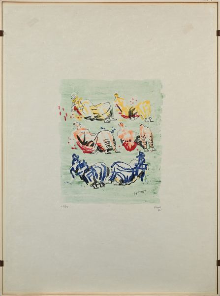 Henry Moore : Sei figure distese su fondo verde  - Asta Grafica internazionale e multipli d'autore  - Associazione Nazionale - Case d'Asta italiane