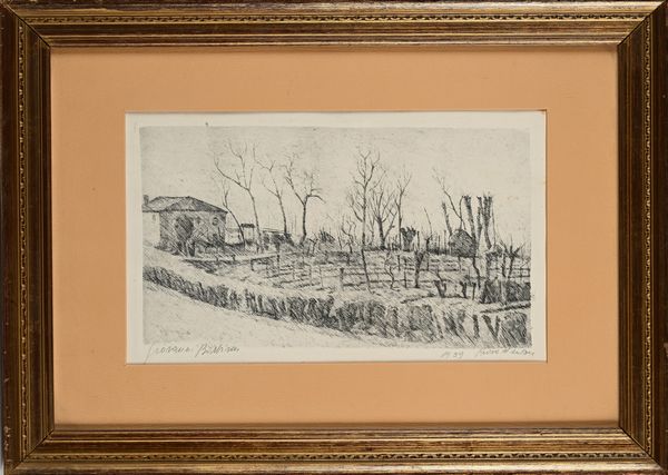 GIOVANNI BARBISAN : Casale con covoni  - Asta Grafica internazionale e multipli d'autore  - Associazione Nazionale - Case d'Asta italiane