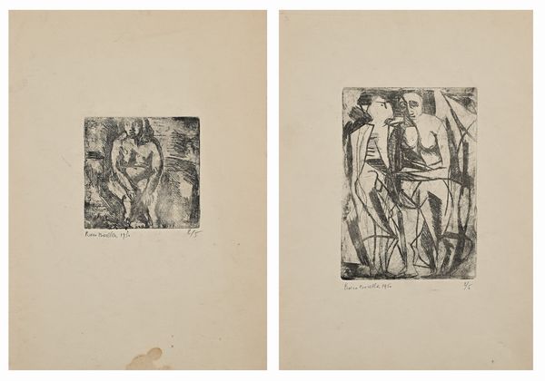 ROCCO BORELLA : Due incisioni raffiguranti nudi  - Asta Grafica internazionale e multipli d'autore  - Associazione Nazionale - Case d'Asta italiane