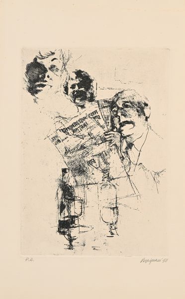 Renzo Vespignani : Scena d'interno e lettura di giornale  - Asta Grafica internazionale e multipli d'autore  - Associazione Nazionale - Case d'Asta italiane