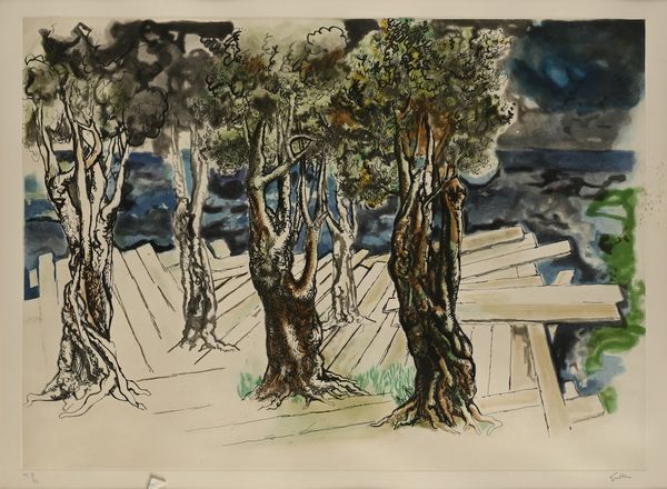 Renato Guttuso : Bosco  - Asta Grafica internazionale e multipli d'autore  - Associazione Nazionale - Case d'Asta italiane