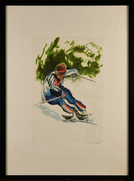 Renato Guttuso : Sciatore  - Asta Grafica internazionale e multipli d'autore  - Associazione Nazionale - Case d'Asta italiane