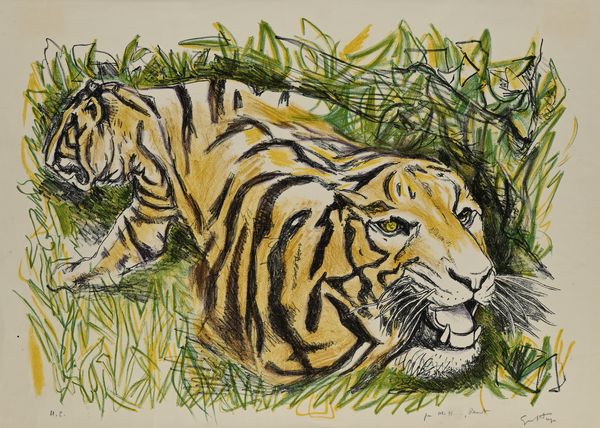 Renato Guttuso : Tigri  - Asta Grafica internazionale e multipli d'autore  - Associazione Nazionale - Case d'Asta italiane