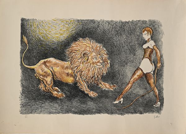 Renato Guttuso : Litografia segno zodiacale Leone  - Asta Grafica internazionale e multipli d'autore  - Associazione Nazionale - Case d'Asta italiane