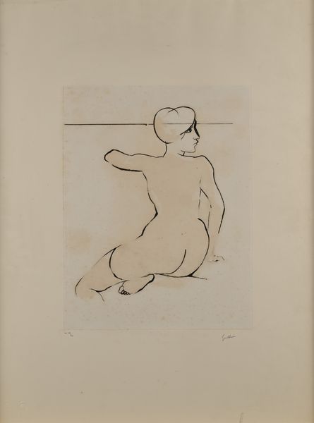 Renato Guttuso : Nudo di donna sedua  - Asta Grafica internazionale e multipli d'autore  - Associazione Nazionale - Case d'Asta italiane