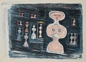 Massimo Campigli - Donna su fondo blu