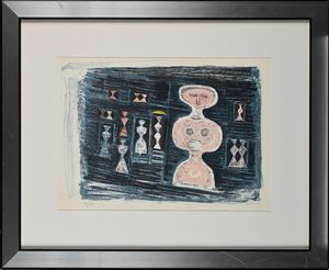 Massimo Campigli : Donna su fondo blu  - Asta Grafica internazionale e multipli d'autore  - Associazione Nazionale - Case d'Asta italiane