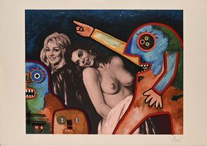 Baj Enrico - Ninon de Lenclos e Eleonora di Navarra sorprese dal duca di Enghien e figuranti