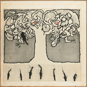 Pierre Alechinsky : Arbre de vie  - Asta Grafica internazionale e multipli d'autore  - Associazione Nazionale - Case d'Asta italiane