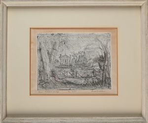 Luigi Bartolini : Roma sul lago  - Asta Grafica internazionale e multipli d'autore  - Associazione Nazionale - Case d'Asta italiane