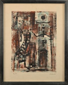 Mirko Basaldella : Senza titolo  - Asta Grafica internazionale e multipli d'autore  - Associazione Nazionale - Case d'Asta italiane