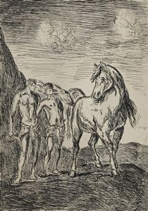 Giorgio de Chirico - Due figure con cavallo