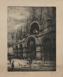 Ernesto Festucci : Due incisioni raffiguranti Venezia (Dettaglio di San Marco e Santa Maria della Salute)  - Asta Grafica internazionale e multipli d'autore  - Associazione Nazionale - Case d'Asta italiane