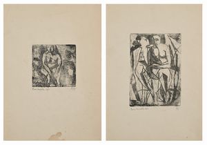 ROCCO BORELLA - Due incisioni raffiguranti nudi