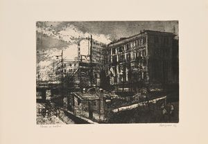 Renzo Vespignani : Periferia  - Asta Grafica internazionale e multipli d'autore  - Associazione Nazionale - Case d'Asta italiane