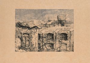 Renzo Vespignani - Periferia con Gasometro