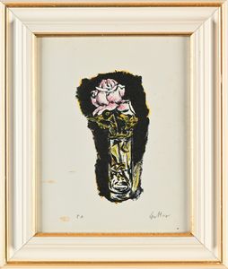 Renato Guttuso : Vaso di fiori  - Asta Grafica internazionale e multipli d'autore  - Associazione Nazionale - Case d'Asta italiane