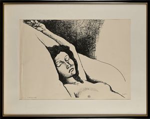Renato Guttuso : Nudo di donna  - Asta Grafica internazionale e multipli d'autore  - Associazione Nazionale - Case d'Asta italiane
