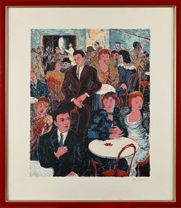 ALIGI SASSU : Interno di bar  - Asta Grafica internazionale e multipli d'autore  - Associazione Nazionale - Case d'Asta italiane