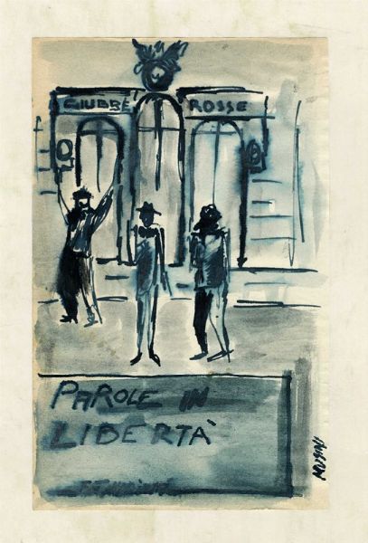 NULLO MUSINI : Giubbe Rosse. Parole in libert.  - Asta Arte Antica, Moderna e Contemporanea - Associazione Nazionale - Case d'Asta italiane