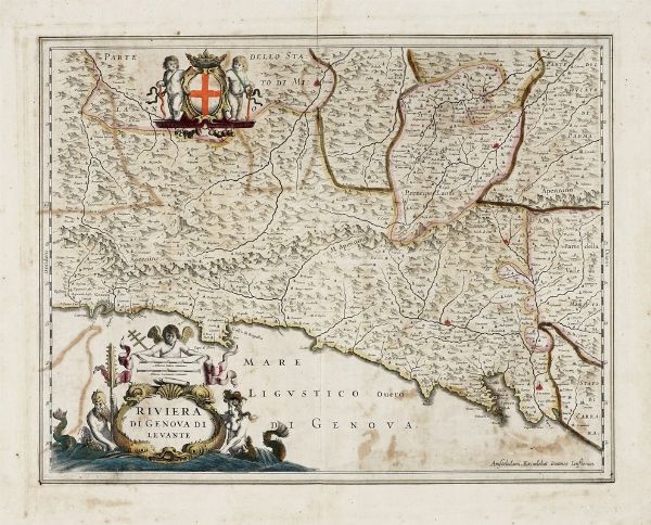 Willem Janszoon Blaeu : Riviera di Genova da Ponente / Riviera di Genova di Levante.  - Asta Arte Antica, Moderna e Contemporanea - Associazione Nazionale - Case d'Asta italiane