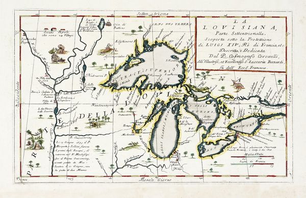 Vincenzo Maria Coronelli : La Louisiana, Parte Settentrionalle, Scoperta sotta la Protettione di Luigi XIV, R di Francia, etc. Descritta, e Dedicata dal P. Cosmografo Coronelli, All' illustriss; et Eccellentiss: S. Zaccaria Bernardi, fu' dell Ecc.S. Francesco.  - Asta Arte Antica, Moderna e Contemporanea - Associazione Nazionale - Case d'Asta italiane