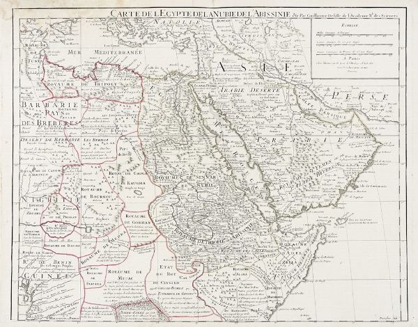 GUILLAUME DE L'ISLE : Carte de l'Egypte, de la Nubie, de l'Abyssinie, &c par Guillaume De Lisle de l'Academie R.le des Sciences.  - Asta Arte Antica, Moderna e Contemporanea - Associazione Nazionale - Case d'Asta italiane