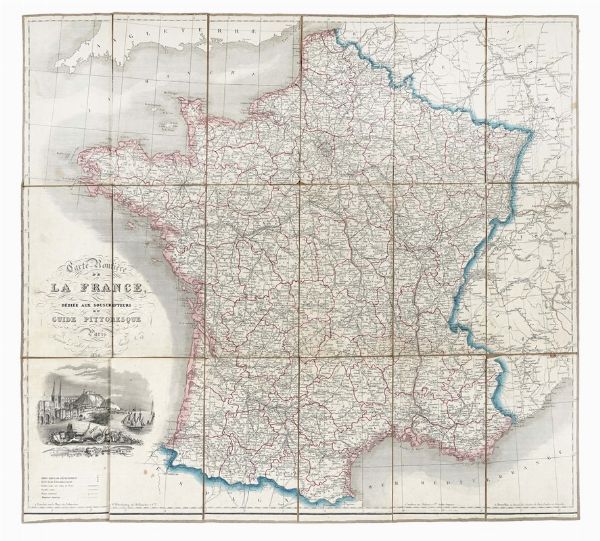 EUSBE GIRAULT DE SAINT-FARGEAU : Carte routiere de la France Dedie aux souscripteurs du Guide pittoresque.  - Asta Arte Antica, Moderna e Contemporanea - Associazione Nazionale - Case d'Asta italiane