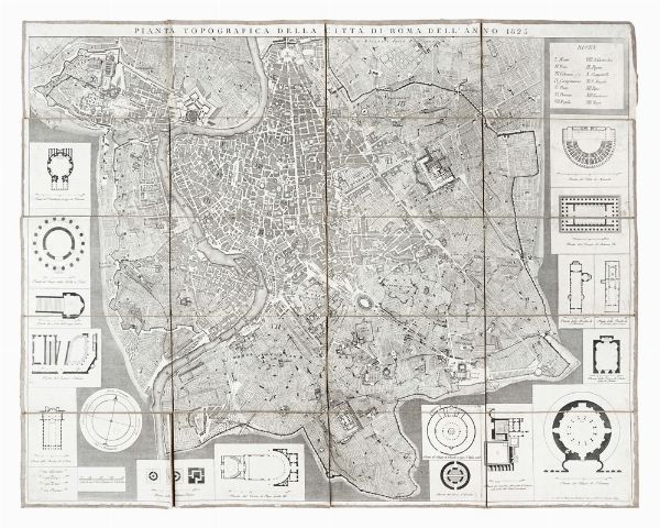 PIETRO RUGA : Pianta topografica della citt di Roma dell'anno 1823.  - Asta Arte Antica, Moderna e Contemporanea - Associazione Nazionale - Case d'Asta italiane