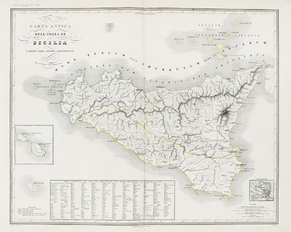 FRANCESCO VALLARDI : Carta antica dell'isola di Sicilia e delle isole minori circonvicine.  - Asta Arte Antica, Moderna e Contemporanea - Associazione Nazionale - Case d'Asta italiane
