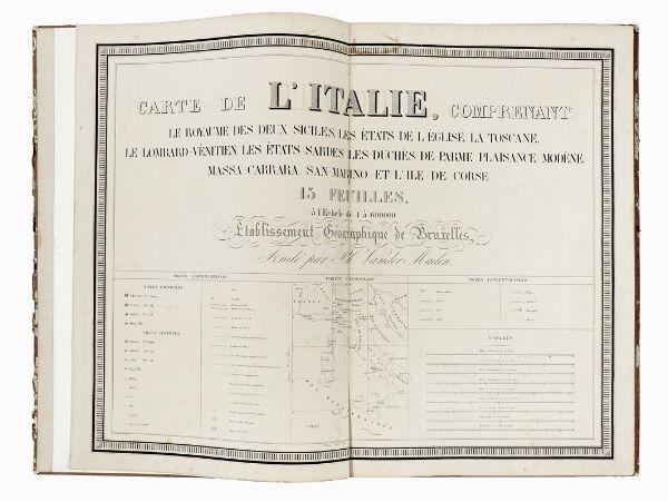 PHILIPPE MARIE GUILLAUME VANDERMAELEN : Carte de l'Italie, comprenant le Royaume des deux Siciles les Etats de l Eglise, la Toscane, le Lombard-Vnitien, les Etats Sardes les Duchs de Parme,plaisance Modne,Massa-Carrara, San Marino et l'Ile de Corse.  - Asta Arte Antica, Moderna e Contemporanea - Associazione Nazionale - Case d'Asta italiane
