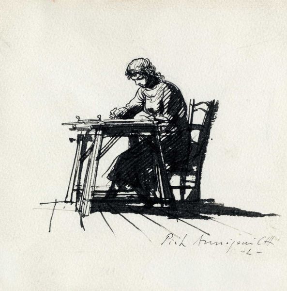 Pietro Annigoni : Lotto composto di 2 disegni.  - Asta Arte Antica, Moderna e Contemporanea - Associazione Nazionale - Case d'Asta italiane