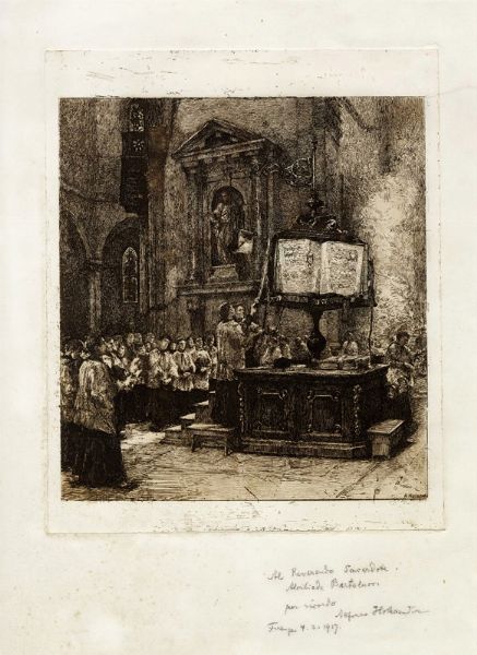 Alphons Hollaender : Lotto composto di 5 disegni e 3 incisioni.  - Asta Arte Antica, Moderna e Contemporanea - Associazione Nazionale - Case d'Asta italiane