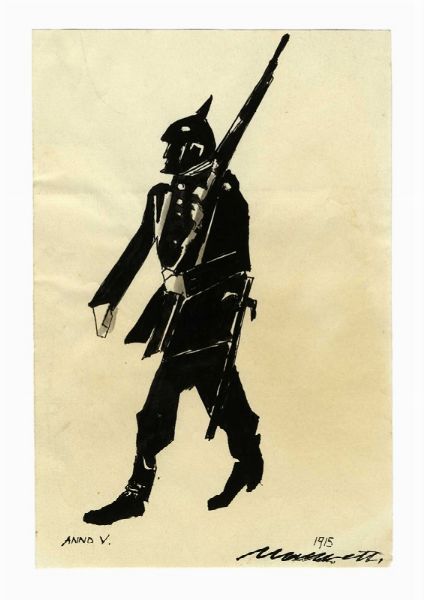 NERINO NANNETTI (NERI) : Lotto composto di 21 disegni a tema militare.  - Asta Arte Antica, Moderna e Contemporanea - Associazione Nazionale - Case d'Asta italiane