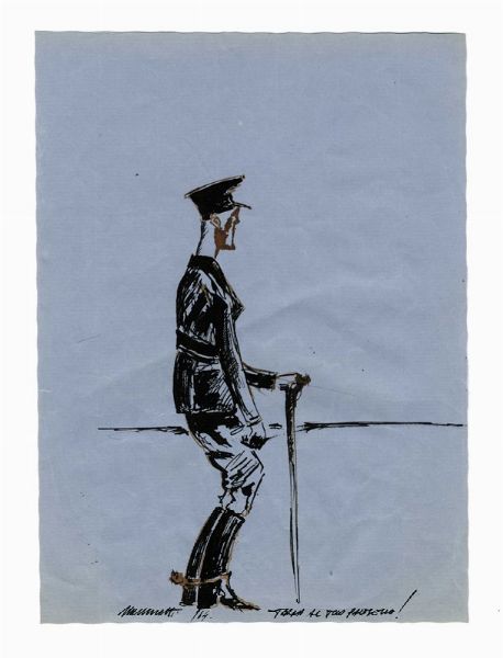 NERINO NANNETTI (NERI) : Lotto composto di 21 disegni a tema militare.  - Asta Arte Antica, Moderna e Contemporanea - Associazione Nazionale - Case d'Asta italiane