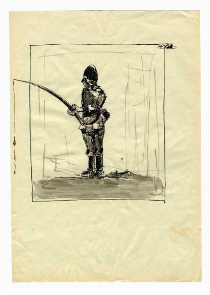 NERINO NANNETTI (NERI) : Lotto composto di 21 disegni a tema militare.  - Asta Arte Antica, Moderna e Contemporanea - Associazione Nazionale - Case d'Asta italiane