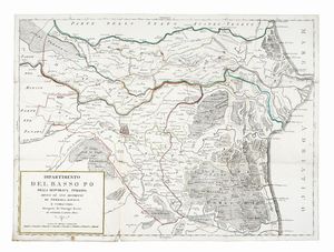 GIUSEPPE BOERIO - Dipartimento del Basso Po della Repubblica Italiana diviso n suoi distretti di Ferrara, Rovigo, e Comacchio / disegnato da Giuseppe Boerio.