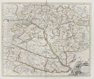 JOHN SENEX - A map of Hungary and countries adjacent.